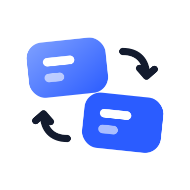 Two cards exchanging details