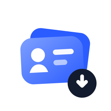 Contact card with a download arrow